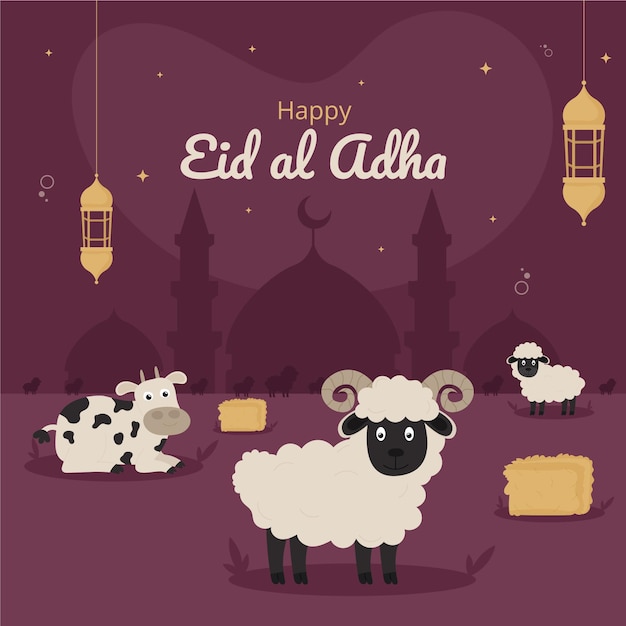 Vettore gratuito illustrazione di eid al-adha