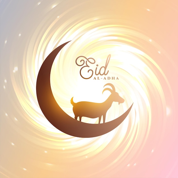 Eid al adha moon and goat shiny festival background