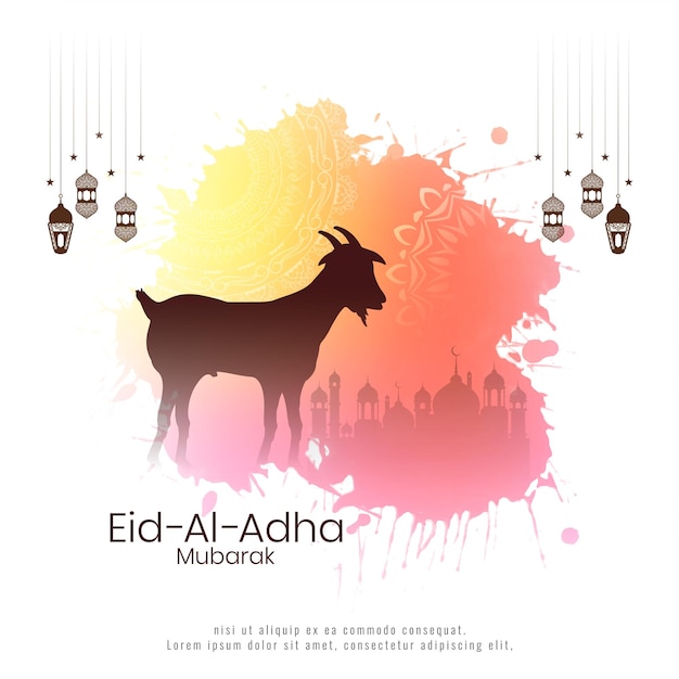 Eid al adha mubarak sfondo colorato ad acquerello