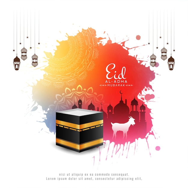 Free vector eid al adha mubarak colorful watercolor religious background vector