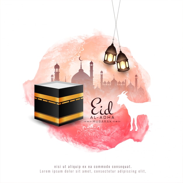 Eid al adha mubarak festival decorative watercolor background