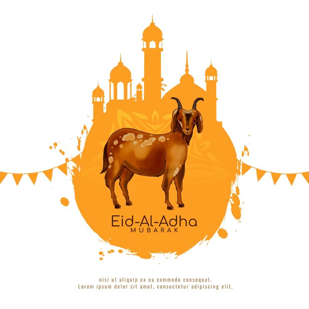 Vettore gratuito biglietto di auguri per il festival eid al adha mubarak