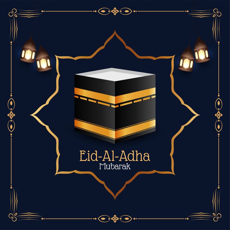 Free Vector eid-al-adha mubarak greeting card with frame design