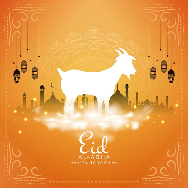 Eid Al Adha mubarak islamic bright yellow background design