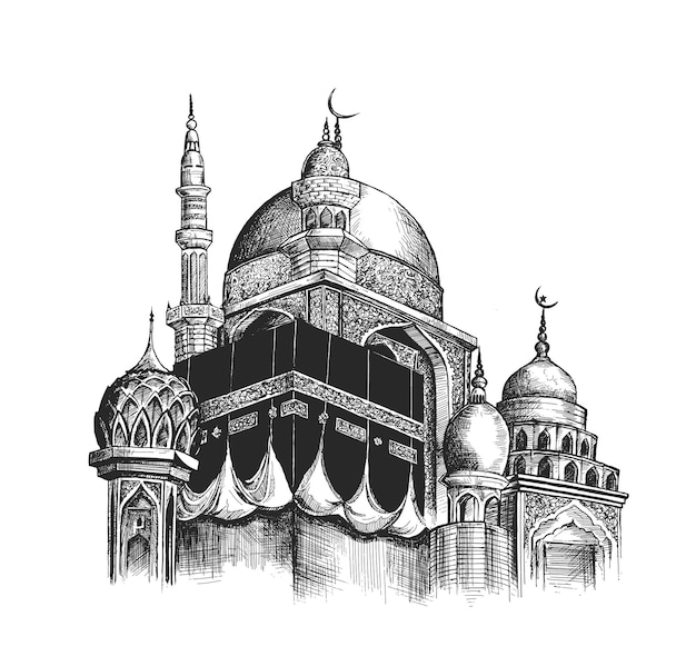 Vettore gratuito eid al adha mubarak ramadan kareem moschea o masjid illustrazione vettoriale