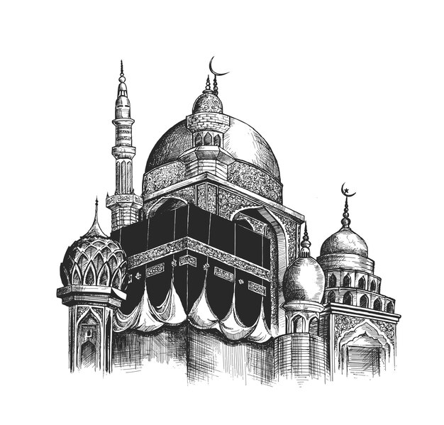 Eid al adha Mubarak Ramadan Kareem Mosque or Masjid Vector illustration