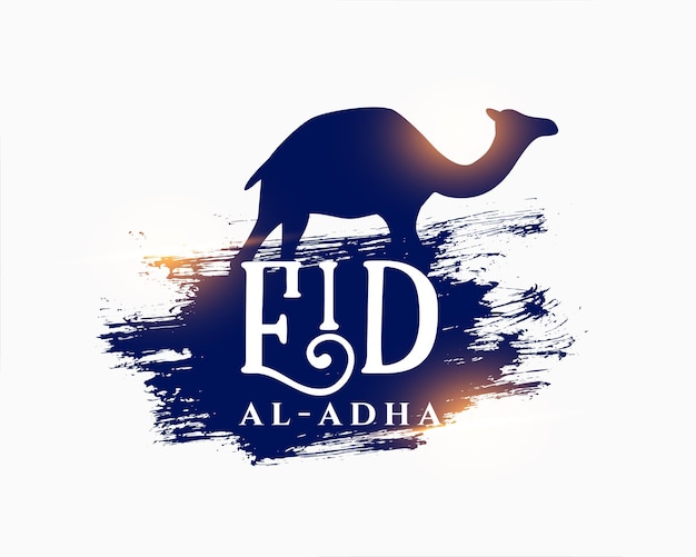 Eid al adha muslim festival crd with camel illustration