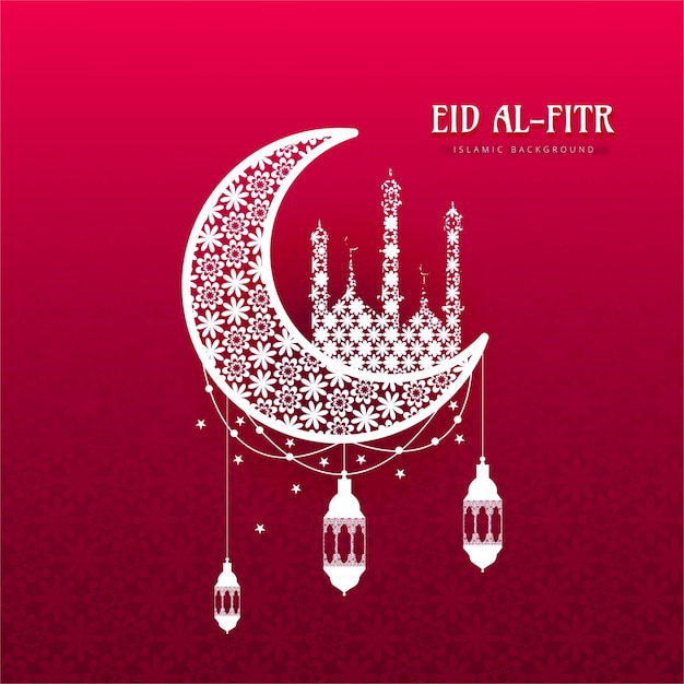Eid al fitr background with ornamental moon