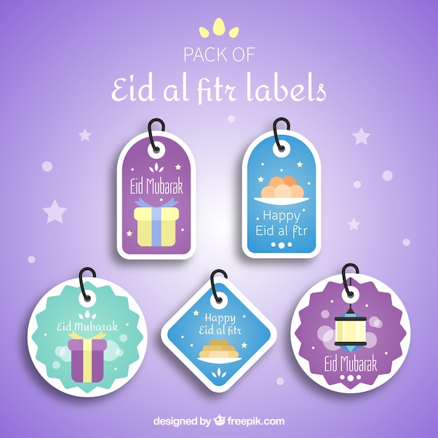 Free vector eid al fitr label collection