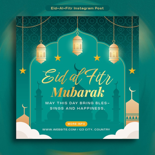 Eid al fitr mubarak decorative social media banner illustration design template