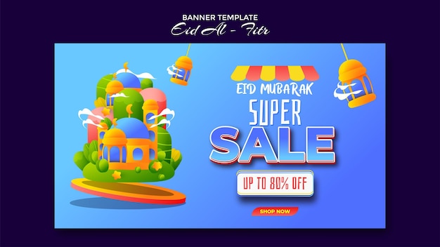 Free vector eid alfitr sale banner template