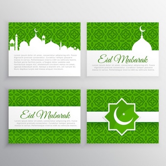 Eid festival greeting cards set