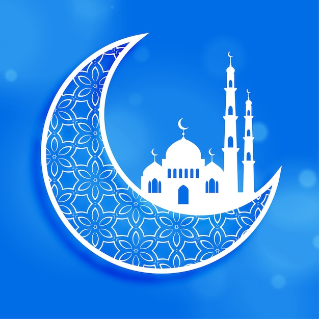 Eid festival moon and mosque background