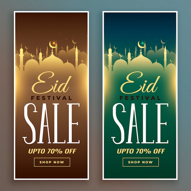 Free vector eid festival sale banners set