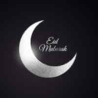 Free vector eid mubarak beautiful background with silver moon