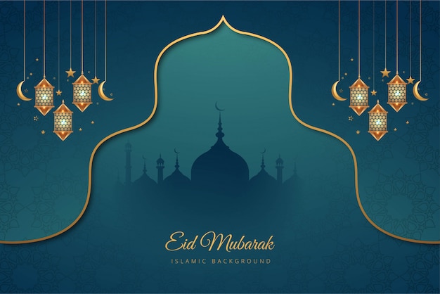 Eid mubarak beautiful card holiday background