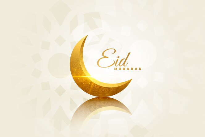 Eid mubarak beautiful greeting with decorative moon