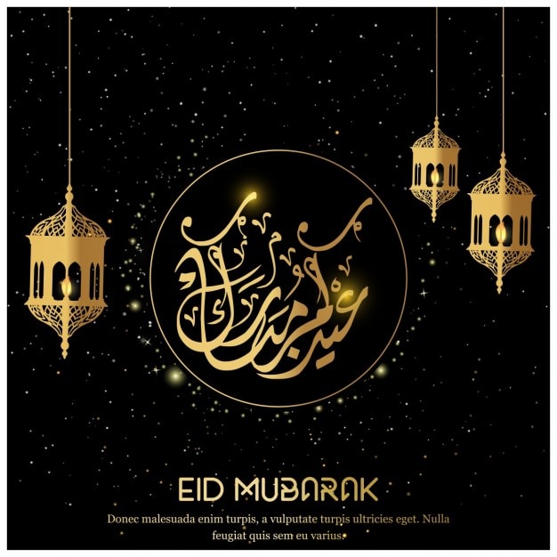 Eid mubarak, black background