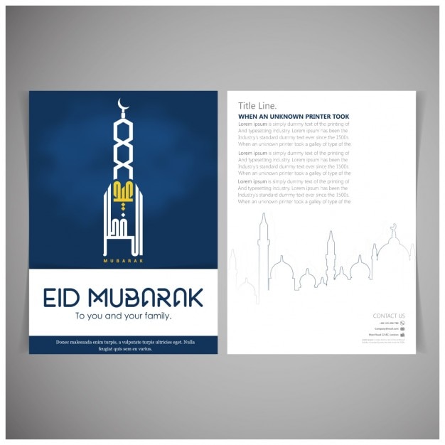 Vettore gratuito eid mubarak brochure design