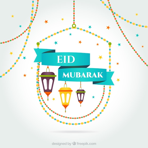 Vettore gratuito carta di eid mubarak