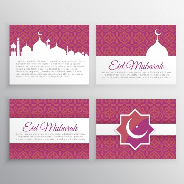 Free vector eid mubarak cards set