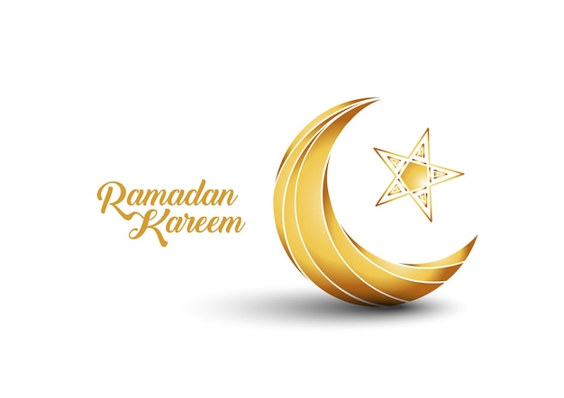 Free vector eid mubarak celebration gold calligraphy stylish lettering ramadan kareem text with moon vector illustration