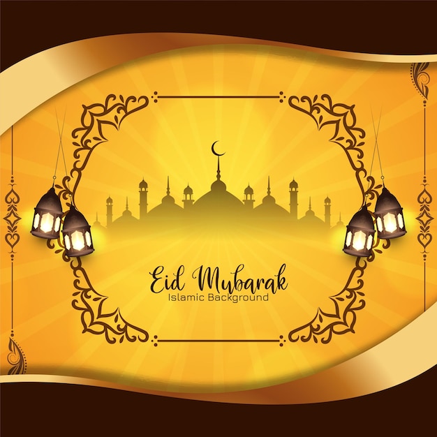 Free vector eid mubarak cultural islamic festival mosque background design vector