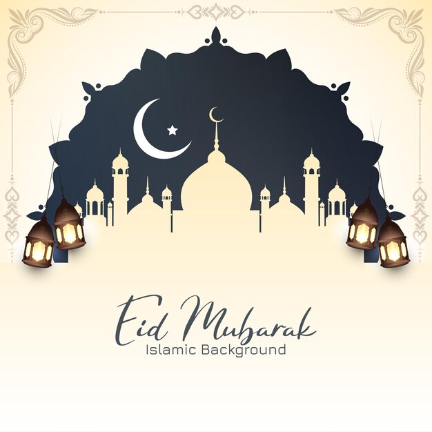 Eid Mubarak cultural Islamic festival mosque background design vector