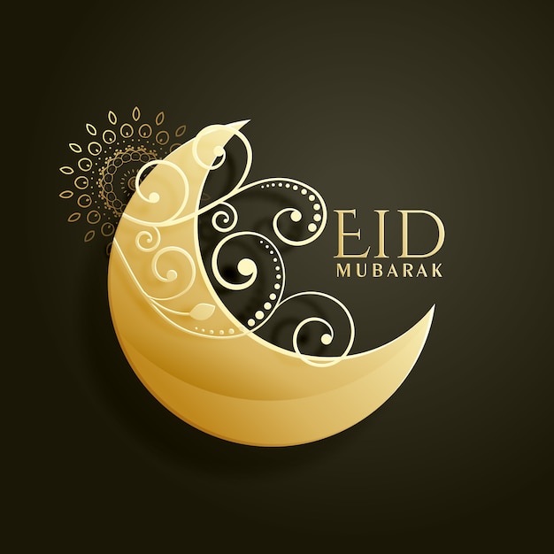 Eid mubarak design with moon and ornaments