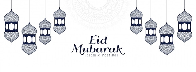 Eid mubarak elegante bandiera islamica