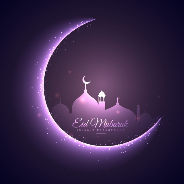 Free vector eid mubarak festival background in purple color