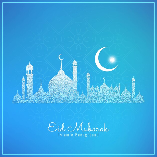 Eid Mubarak festival background with dotted mosque
