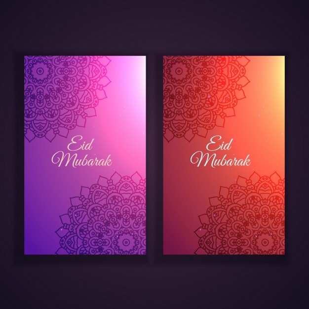 Free vector eid mubarak festival banners set