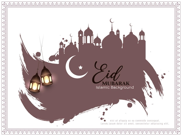 Free vector eid mubarak festival beautiful greeting background design vector