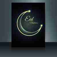 Free vector eid mubarak flyer with golden moon