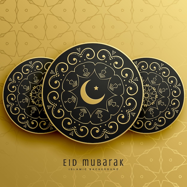 Free vector eid mubarak golden coin card