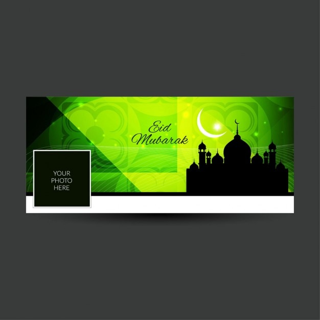 Eid mubarak copertura facebook timeline colore verde