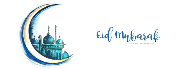 Eid 무바라크 인사말 카드 배너 배경