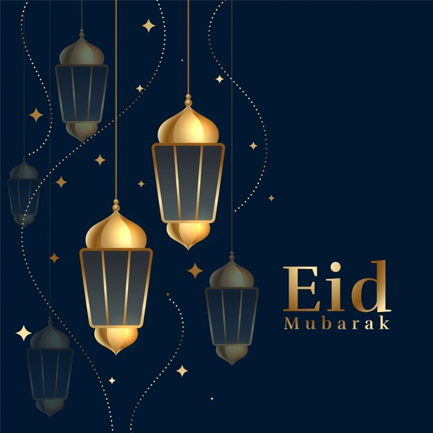 Eid mubarak hanging lamps decoration background design