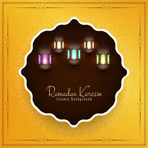 Free vector eid mubarak islamic background with lanterns