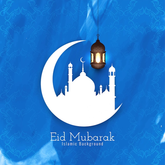 Fondo blu di festival islamico di eid mubarak