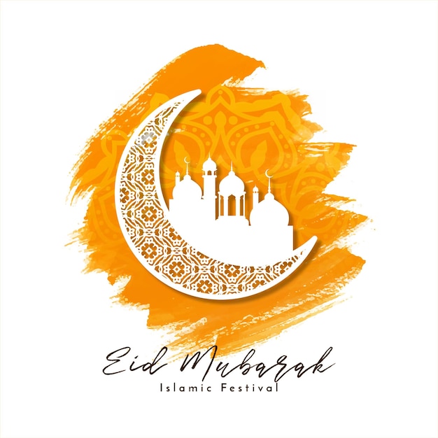 Eid mubarak islamic festival stylish crescent moon background vector