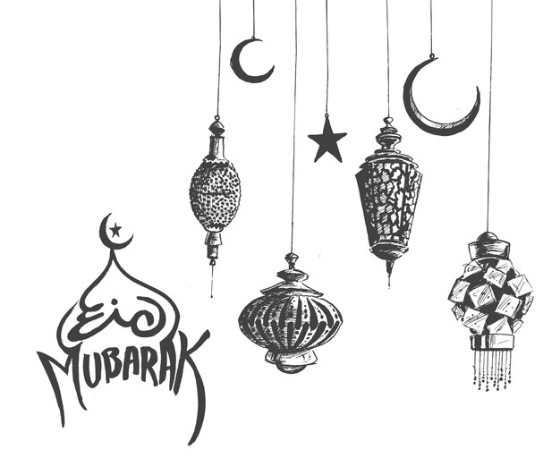 Eid Mubarak 이슬람 축제 배경 디자인