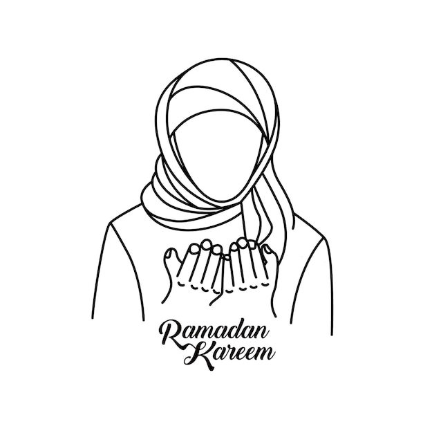 無料ベクター ヒジャーブナマズイスラム教の祈りの背景テンプレートを身に着けているイードムバラクイスラム教徒の女性