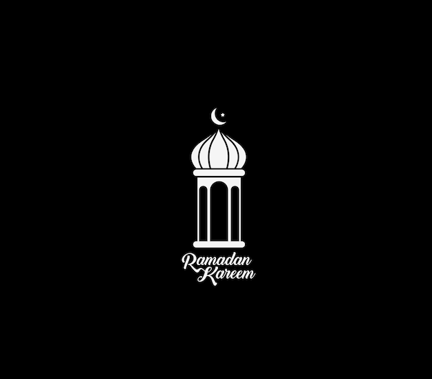Eid Mubarak Ramadan Kareem Text with Lamp Vector illustration