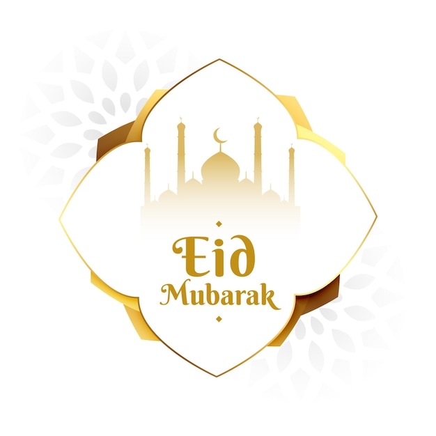 Vettore gratuito sfondo religioso di eid mubarak con moschea d'oro