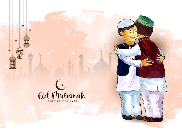 Vettore gratuito eid mubarak festival religioso musulmano saluto disegno di sfondo