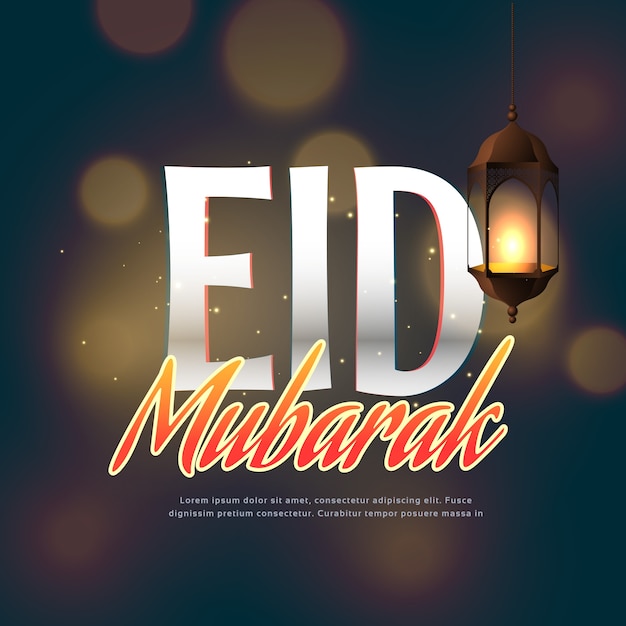 Eid mubarak vector design on bokeh background