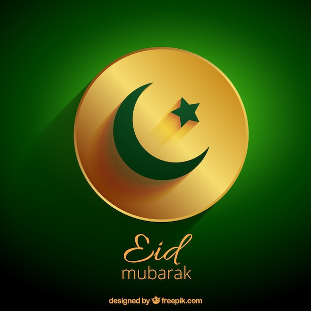 Eid mubarak with golden badge