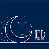 Free vector eid mubatak moon and star greeting card